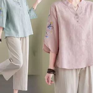 인견 모시옷 린넨 중년 삼베 면마 여성 개량 법복 블라우스