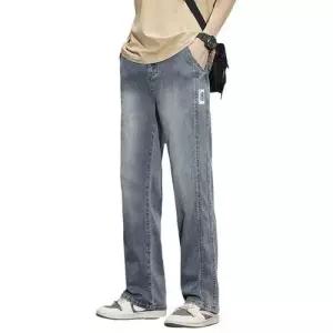 EAMT 남성용 데님 면 하계 와이드핏 청바지 라이저 와이드 아이스팬츠 핫 시즌 얇은 YJ2