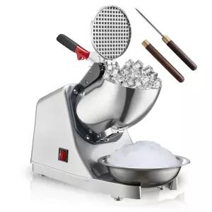 요도호사 전기 제빙기 300W 스노우 콘 메이커 기계 143lbs/hr 빙수 스테인리스 스틸 주방 스 크러쉬 무료