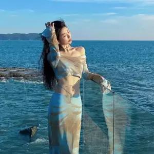 무천도사 여성 여성용 치마 롱 여름 투피스 정장세트 해변 바캉스 세트 태국 여행 비치 톱 KKE2