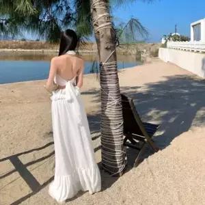 무천도사 투피스 여성용 여자 여름 정장세트 바캉스 세트 홀터넥 상의 롱스커트 KKE2