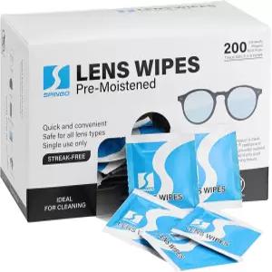 안경용 렌즈 물티슈 미리 적신 개별 포장 클리너 선글라스용 클리닝 카메라 고글 및 기타 광학 200개