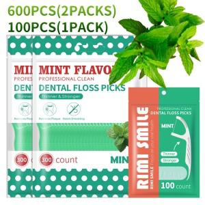 700개 페퍼민트 치실 픽 휴대용 구강 청결 큰 치아용 적합한 스틱 위생용