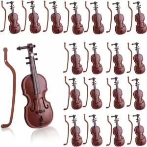 20세트 미니어처 바이올린 미니 뮤지컬 1/12 악기 모델 요정 정원 홀리데이 트리 장식용 가구 공예