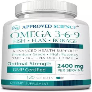승인된 Science Omega 3-6-9-2400mg 일일 생선 아마씨 보리지 오일 블렌드와 비타민 E - 웰빙 지원 비-GMO