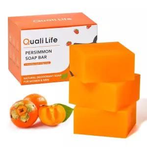 체취 조절을 위한 QualiLife 3 PCS 감 비누 - 노인 냄새를 탈취 및 제거 천연 여성 남성용 바디워시