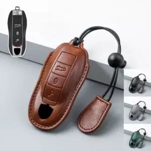 호환  A 천연 가죽 자동차 키 케이스 커버 포르쉐 파나메라 카이엔 마칸 911 918용