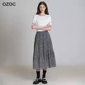 오조크 밴딩 플라워 티어드 스커트