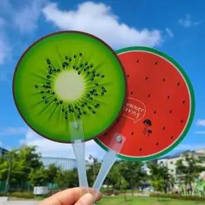 여름부채 과일 부채 휴대용 원형 플라스틱 수박부채