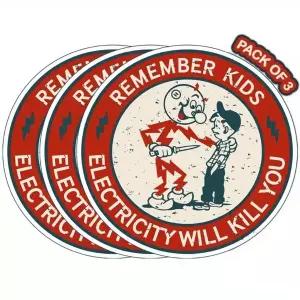 3PCS 전기 당신을 죽일 것입니다 전기 기사 헬멧 오토바이 노트북 물병 도구 상자 비닐 데칼에 대한 스티커