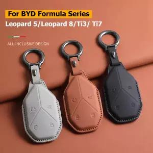 호환  BYD 포뮬러 레오파드 5 8 Ti3 Ti7 자동차 키 케이스 리모컨 커버 쉘 키체인 링 홀더 키 가방 쉘 보호