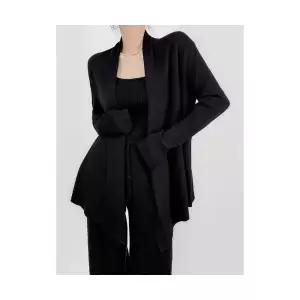 엘럽 여성용 롱 가디건 페이퍼맨 슬림핏 니트 카디건 겉옷 가을 중기장 박템3