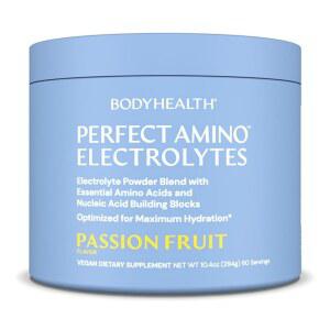 바디헬스 퍼펙트 아미노 전해질 분말 무설탕, 수분 공복 케토 제로 설탕 음료와 미량 미네랄 혼합 - 패션 프루트 60인분