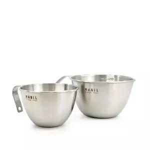 손잡이 스테인리스 계량컵 세트 250밀리리터 500밀리리터 믹싱볼