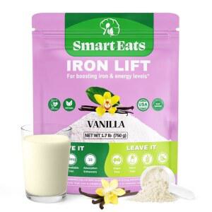 스마트 이츠 - 철분제 | 고흡수 부작용 피함 영양: 단백질, 비타민, 섬유질, 항산화제 맛있는 음료 만들기 & 쉐이크 비건 바닐라 맛 30 스쿱