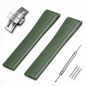 파텍 필립 아쿠아노트 5164A 5167A PP 실리콘 시계 밴드 액세서리용 CWYTTZQ 21mm 불소 고무 스트랩(그린)