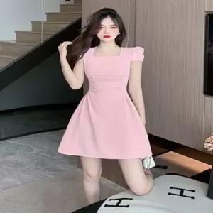 여성 스커트 원피스 치마 검정 미니 하계 슬림핏 반팔 스퀘어넥 하객 MF2