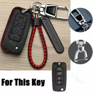 호환  A 가죽 자동차 리모컨 스마트 키 커버 케이스 가방 키체인 지프 레니게이드 2021용