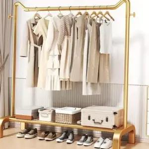 [생활] 행거 드레스 하단 수납 스탠드 선반 이동식 선반형 옷걸이 철제