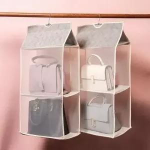 [생활] 2p 2칸 수납 걸이식 행거 보관함 가방정리대