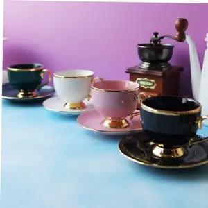 홈카페컵 골드라인 모던 도자기 커피잔 집들이 선물 2P 세트