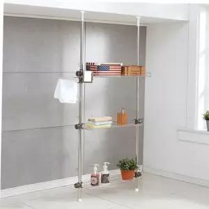 주방수납 버원욕조위욕실 거실겸용3단600(폴기둥식정리선반)