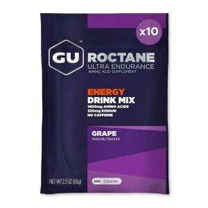 GU 에너지 록테인 울트라 인듀어런스 드링크 믹스, 비건, 글루텐 프리, 코셔, 카페인 유제품 프리 n the Go 에너지로 모든 운동, 10가지 일회용 패킷, 포도