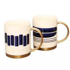 골드 블루 포인트 도자기 머그컵 2P 세트 커피 머그잔 머그컵세트 머그세트