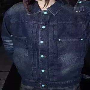 여성용 청 가을 빈티지 자켓 워싱 터키석 코트 붐 BE3