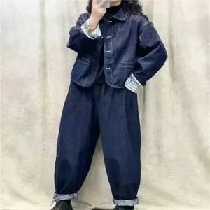 여성용 청 빈티지 캐주얼 스트라이프 자켓 싱글 톱 터틀넥 소매 코트 ST1