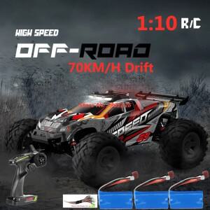 2.4G 4륜구동 대형 1:10 드리프트 RC 레이싱카 70KM/H 고속 합금 소재 고광택 LED 타이어 장난감 선물