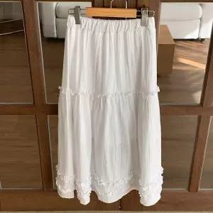 [하프클럽/]여성 긴치마 벚꽃 스타일 프릴 화이트