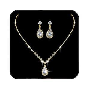 자카윈 프롬 주얼리 세트 다이아몬드 신부 목걸이 클립 여성용 귀걸이