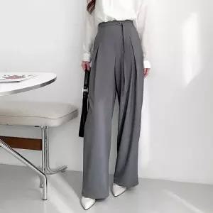 [옷자락]여자 맞주름 와이드 버클 반하이 하객 출근룩 슬랙스