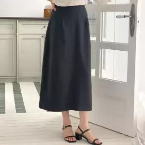 [옷자락]여자 심플 선생님룩 A라인 빅사이즈 뒷밴딩 롱스커트