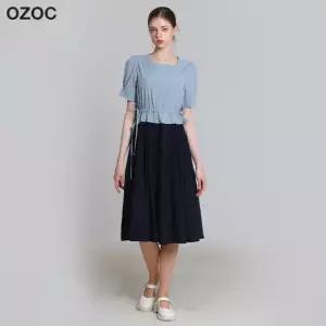 오조크 스퀘어넥 스트링 배색 원피스