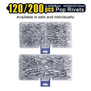 120/200개 팝 리벳 모음 키트, 14가지 크기 알루미늄 블라인드 3/32인치, 다양한