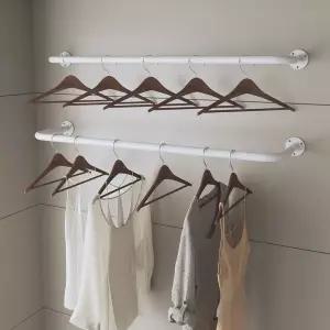 블랙 파이프 옷걸이 천장 벽걸이 행거 스테인리스 레일