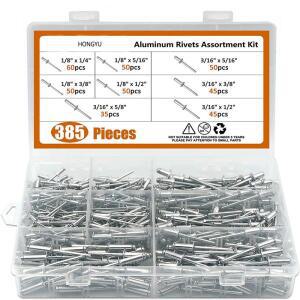 알루미늄 돔 헤드 블라인드 팝 리벳, 모음 키트, 가구 자동차 항공기용 네일 오픈 M3.2 M4, 385 개
