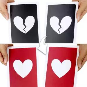 JL매직 두 장의 검은색 카드가 빨간색 카드로 변하는 마술도구 러브앤헤이트