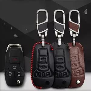호환  포드 이스케이프 F-150 F-250용 A 가죽 자동차 스마트 리모컨 키 케이스 커버 홀더