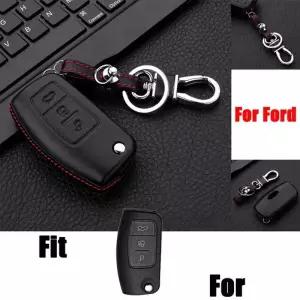 호환  포드 포커스 에코스포츠 피에스타 몬데오용 A 천연 가죽 자동차 리모컨 키 케이스 커버