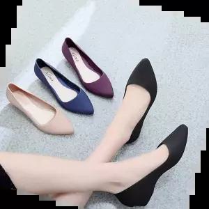 리본플랫 아쿠아 젤리 플랫슈즈 비오는날 뾰족앞코 단화 구두