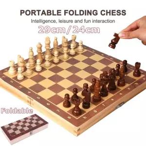 체스판 글로벌 체스 주사위 놀이 접이식 나무 대형 보드 게임 개발 용 전략 사고 3 in 1