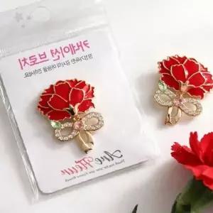 어버이날 스승의날 감사 선물 꽃 큐빅 장식 브로치 핀 옷 가방 액세서리 포장