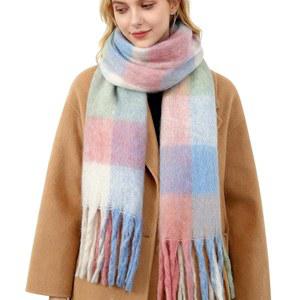 여성용 Sk ih 겨울 스카프 u2013 격자무늬 담요 숄 랩 부드러운 태슬 크리스마스 발렌타인