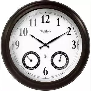 분수 디자인 20인치 에반더 대형 야외 원자벽 시계 온도 및 습도 파티오 수영장 정원 장식용 방수 온도계