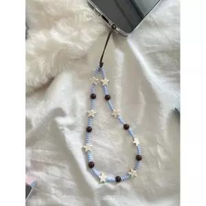 비즈폰스트랩 스마트폰 휴대폰 핸드폰 줄 키링 1개 바다 바람 향기로운 바다별 블루 DYM 비즈 폰 체인 CCD