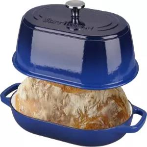 돔 뚜껑이 있는 VORRINGARD 에나멜 주철 더치 오븐 냄비 홈메이드 사워도우 빵 굽기용 타원형 최대 500°F