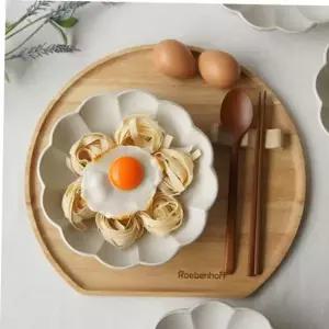 샐러드접시 연꽃모양 빈티지 도자기 찬기 특대 접시 그릇 4P 세트